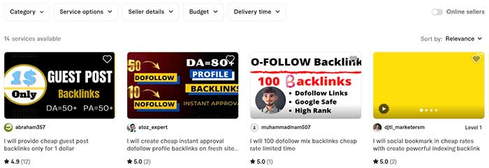 Fiverr's cheap and low-quality backlink options.