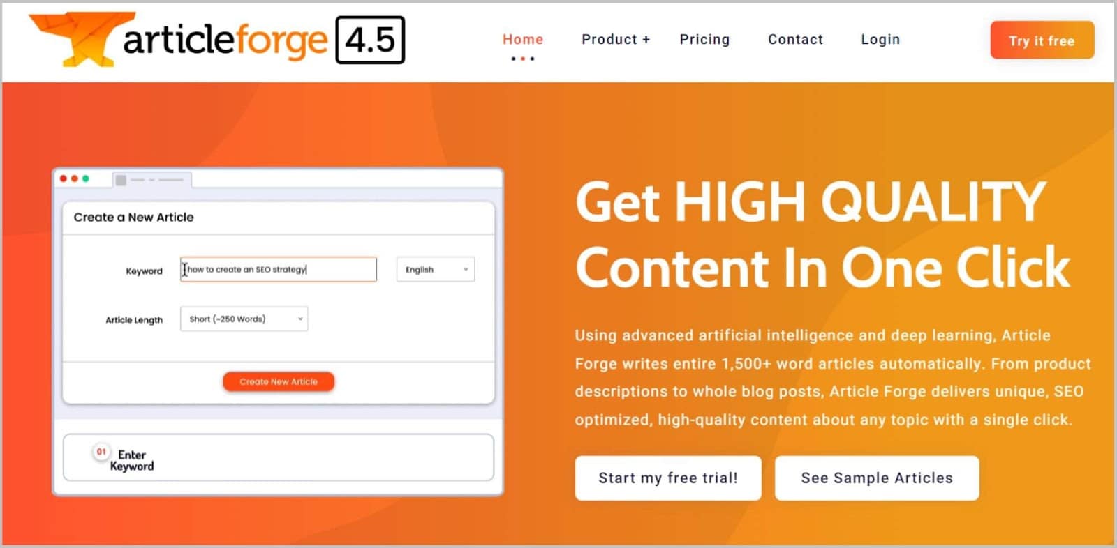 Article Forge - An AI content generating tool