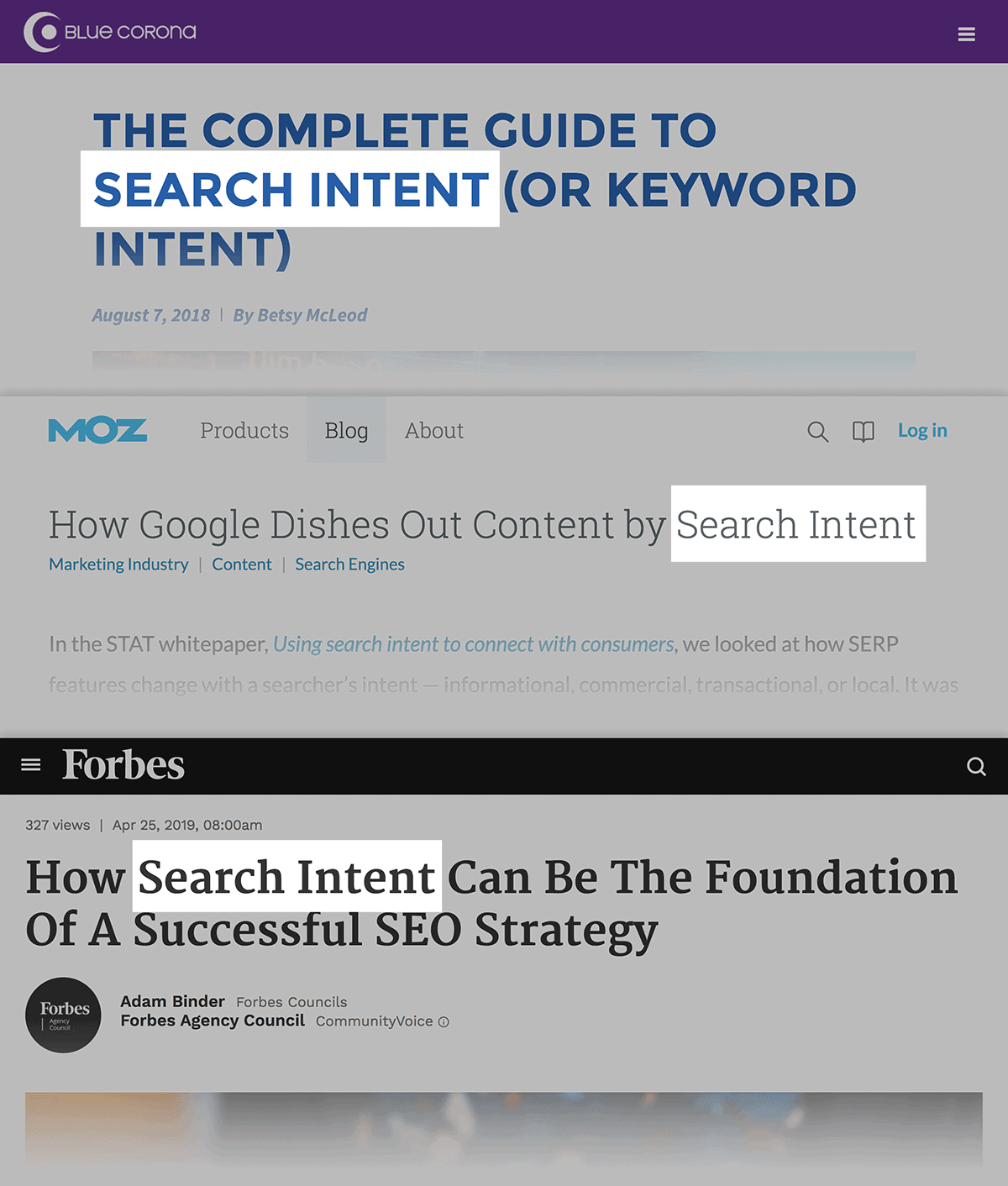 Search intent collage
