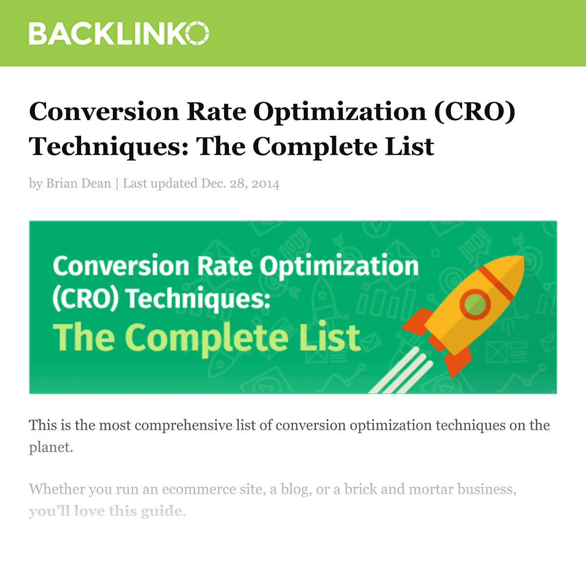 Backlinko – CRO Complete List