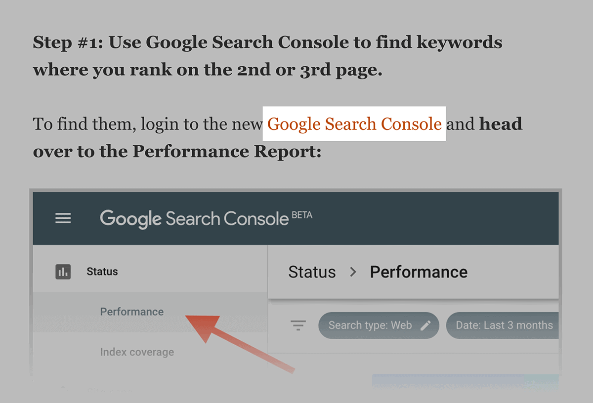 Google Search Console – Internal link