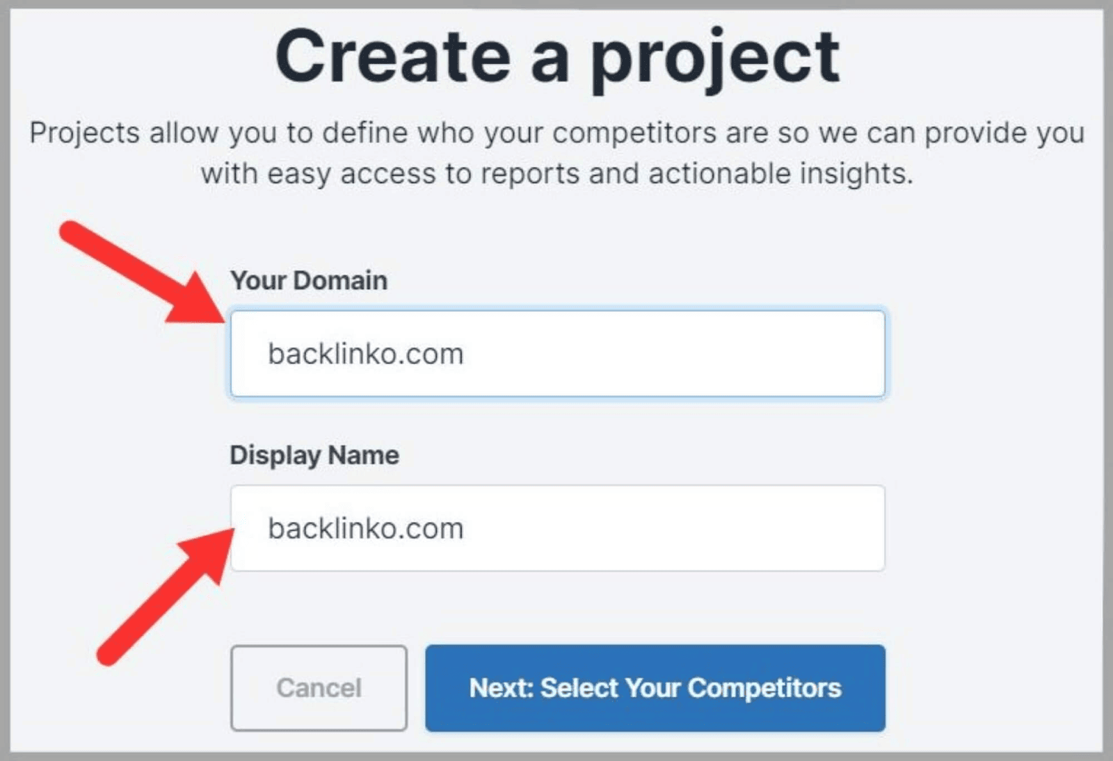 Enter your domain and display name