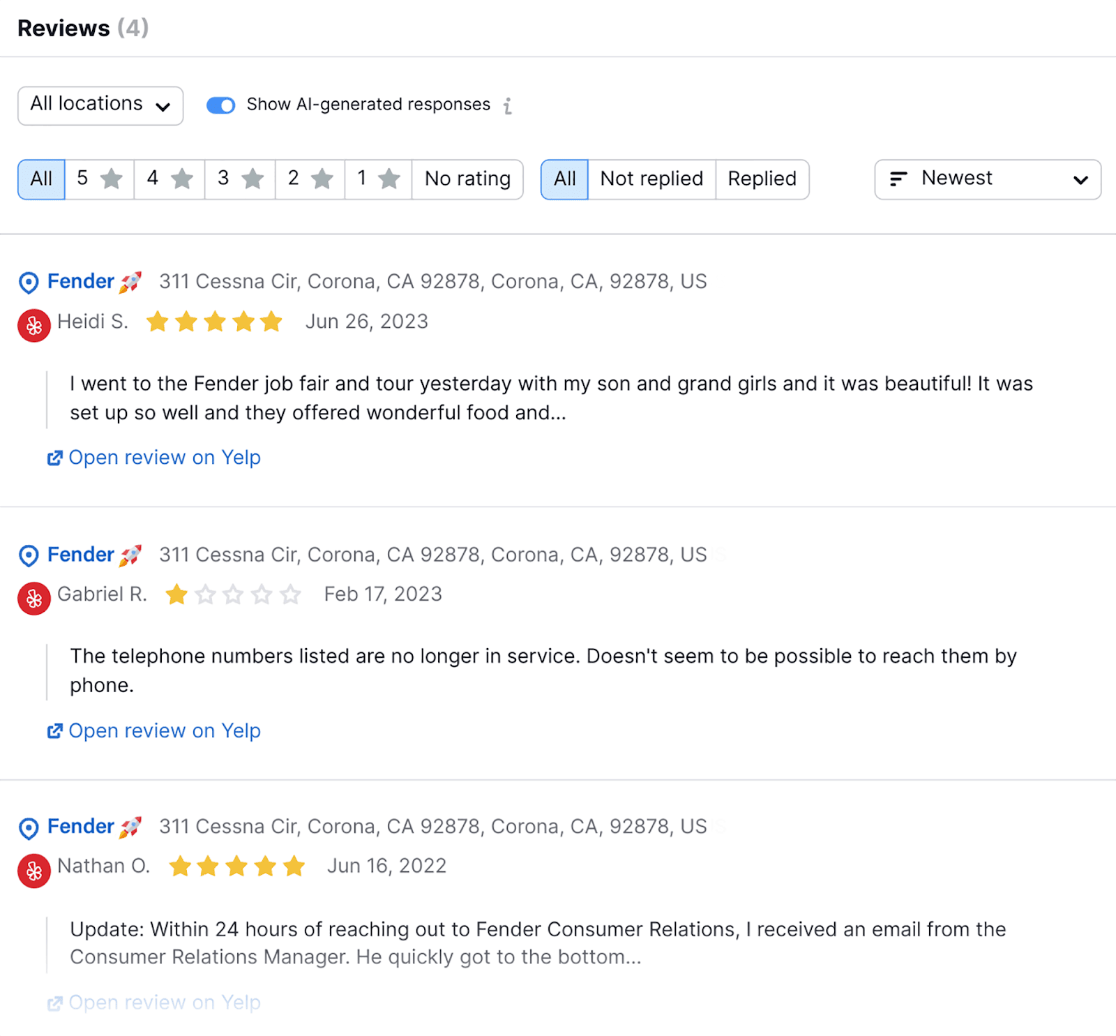 Automatic reviews