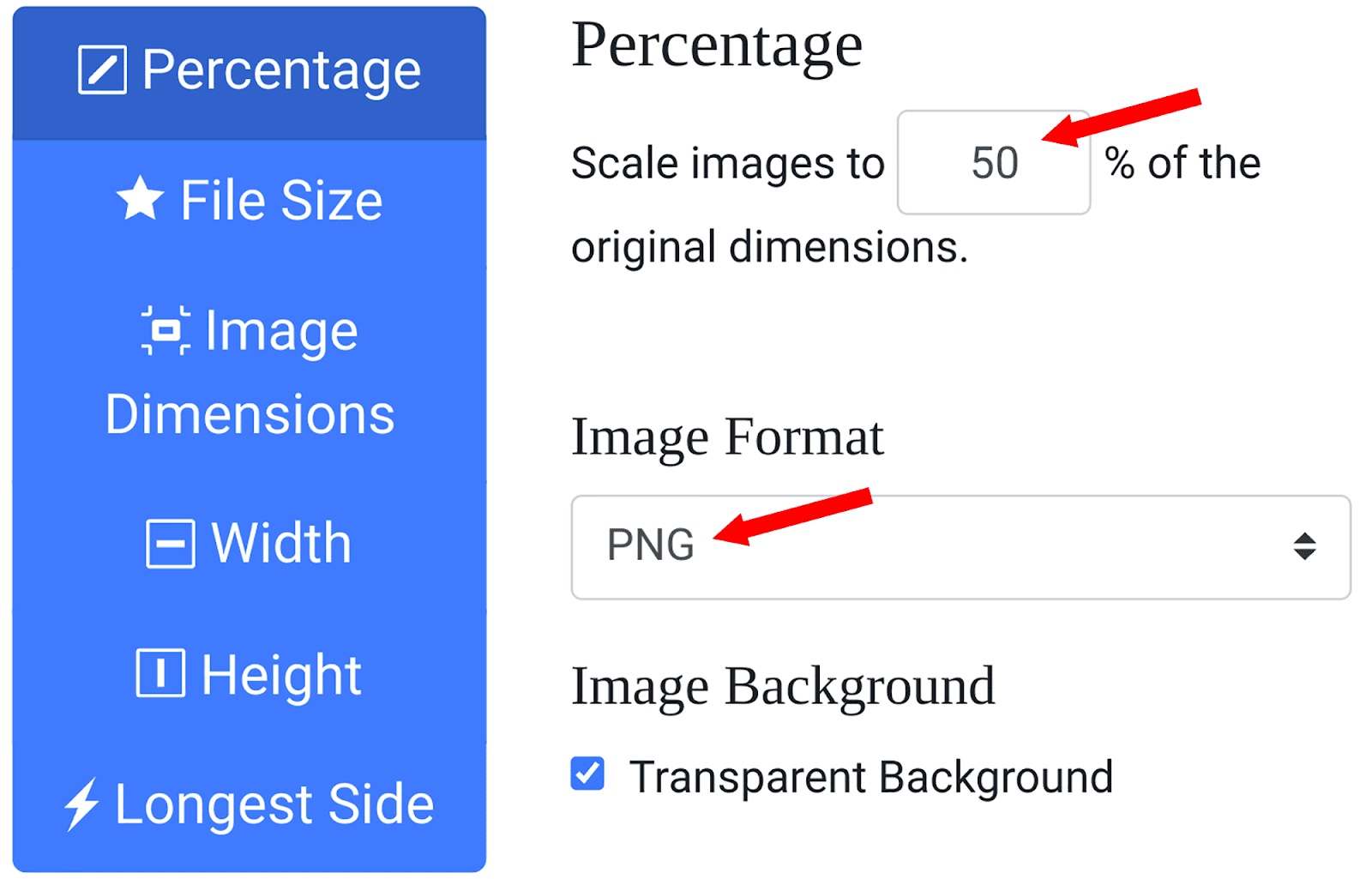 Modify to preferred image sizes
