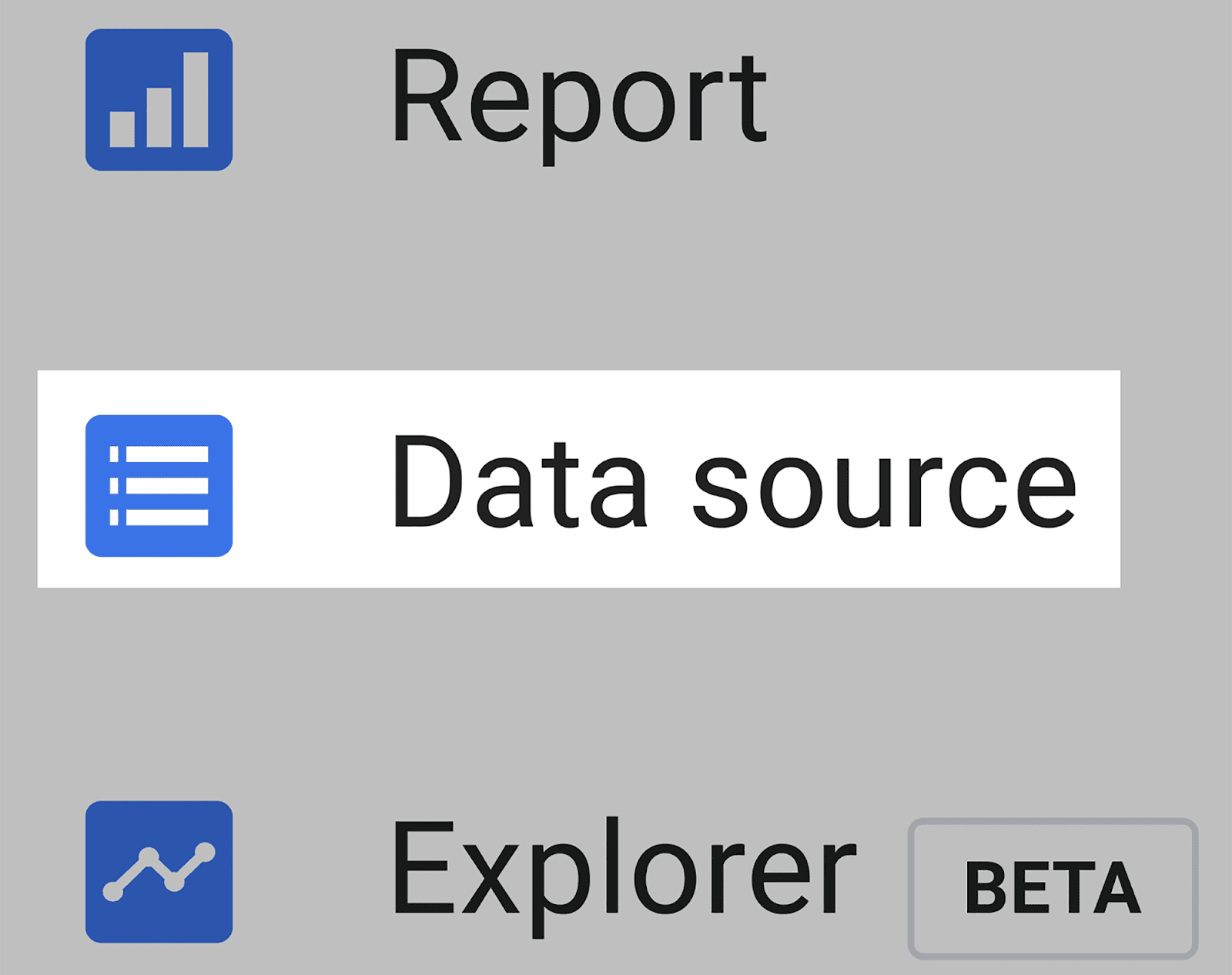Choose Data Source from the drop-down menu