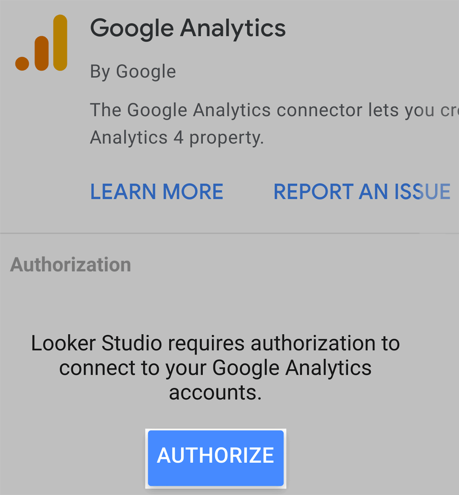Authorize Google Analytics as a data source