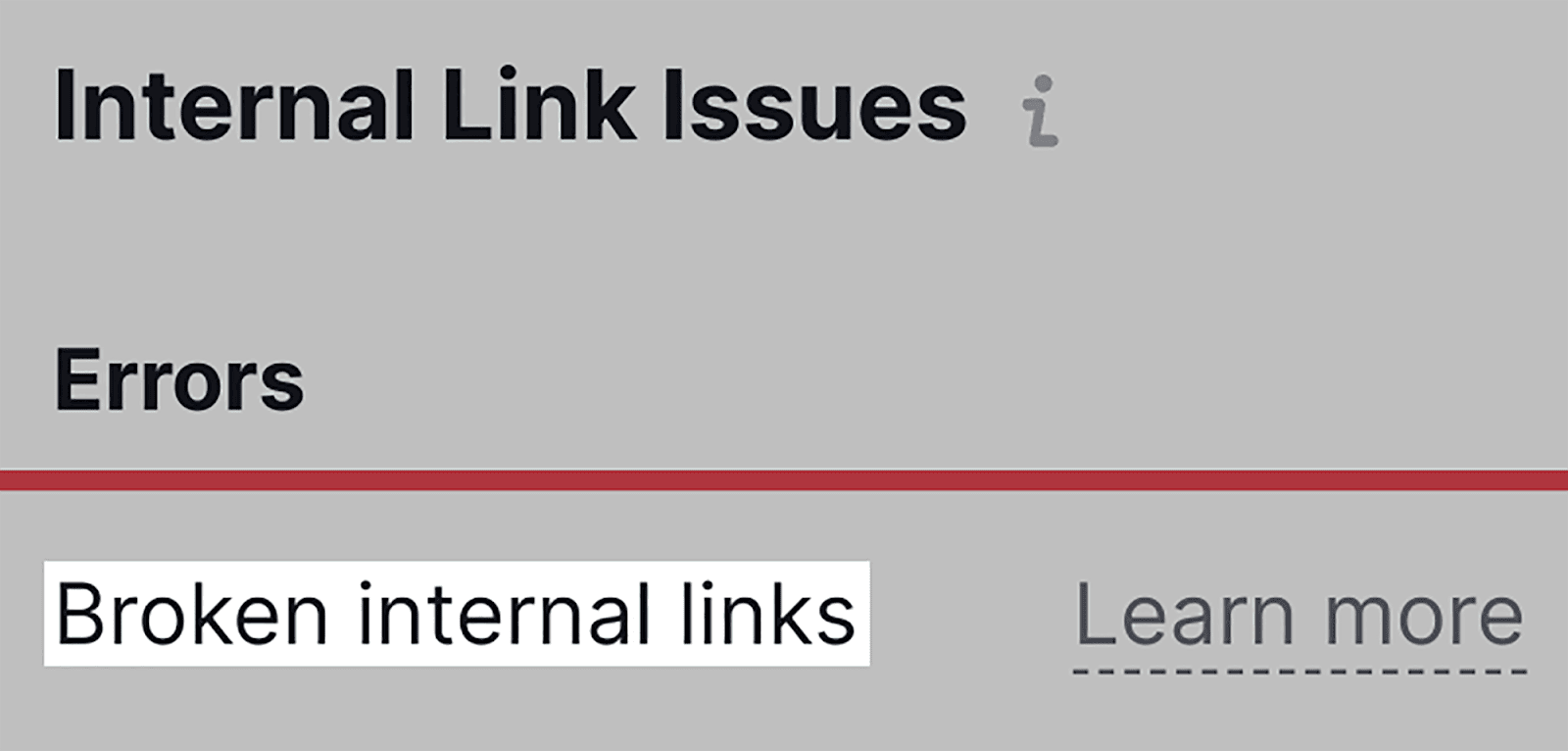 Internal Links 'Errors' indicate broken links
