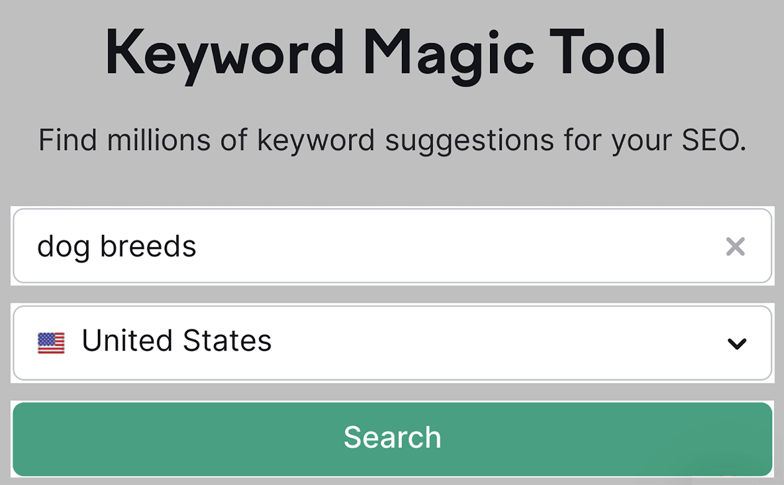 Enter seed keyword into SEMrush Keyword Magic Tool