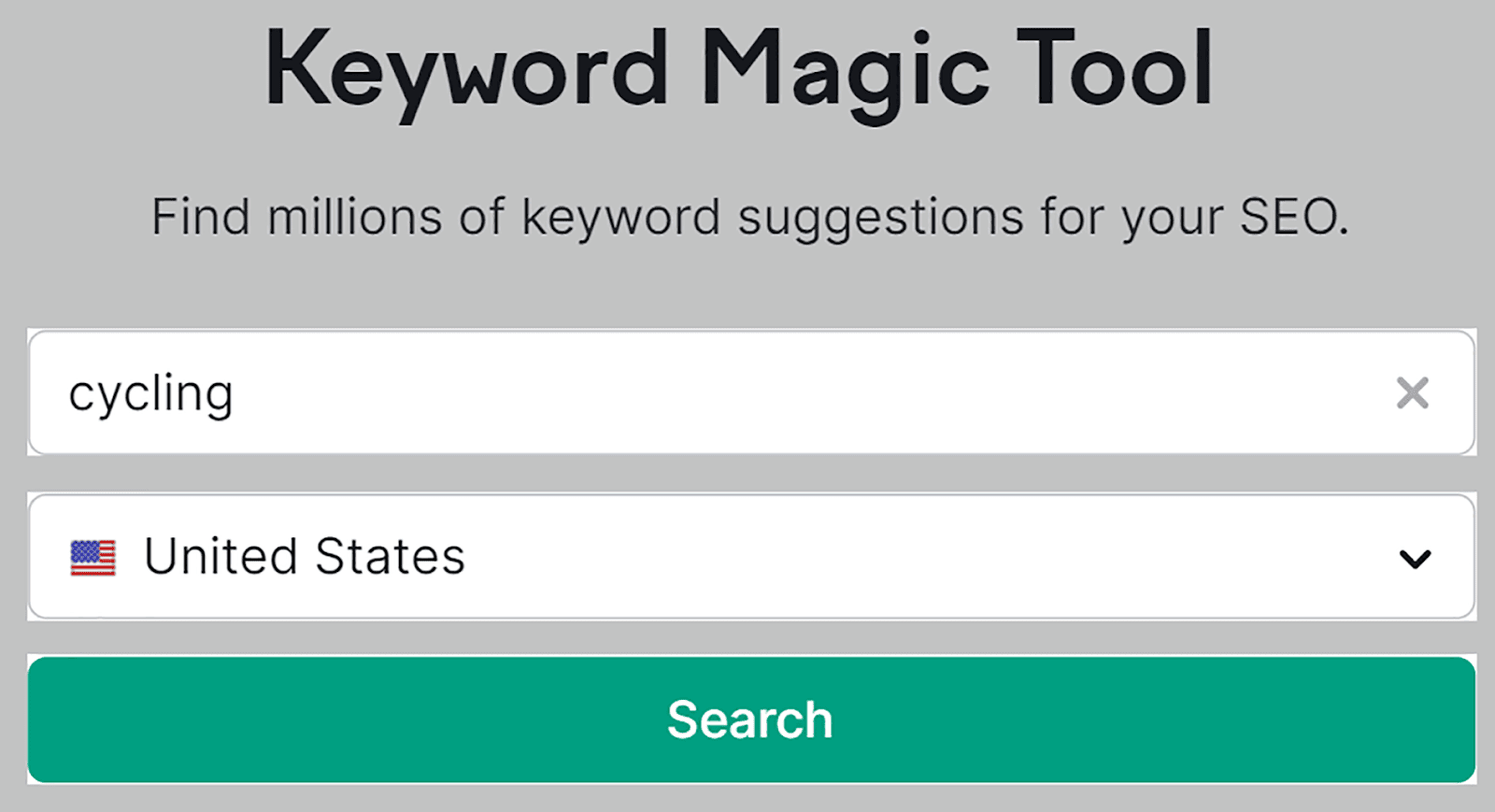 Enter seed keyword 'cycling' on Keyword Magic tool then hit search