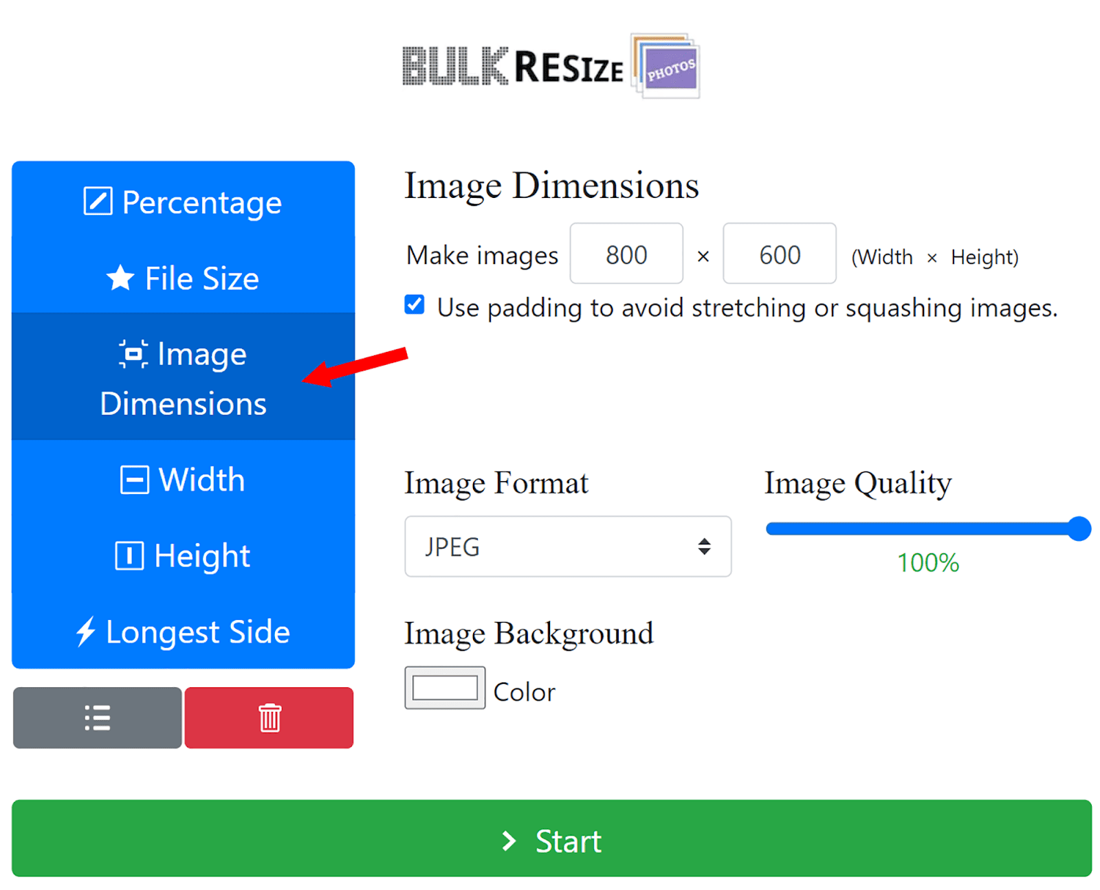 Adjust image dimensions