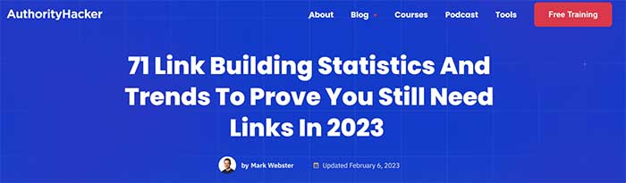 Authority Hacker's statistics post about link building that attracted many backlinks.