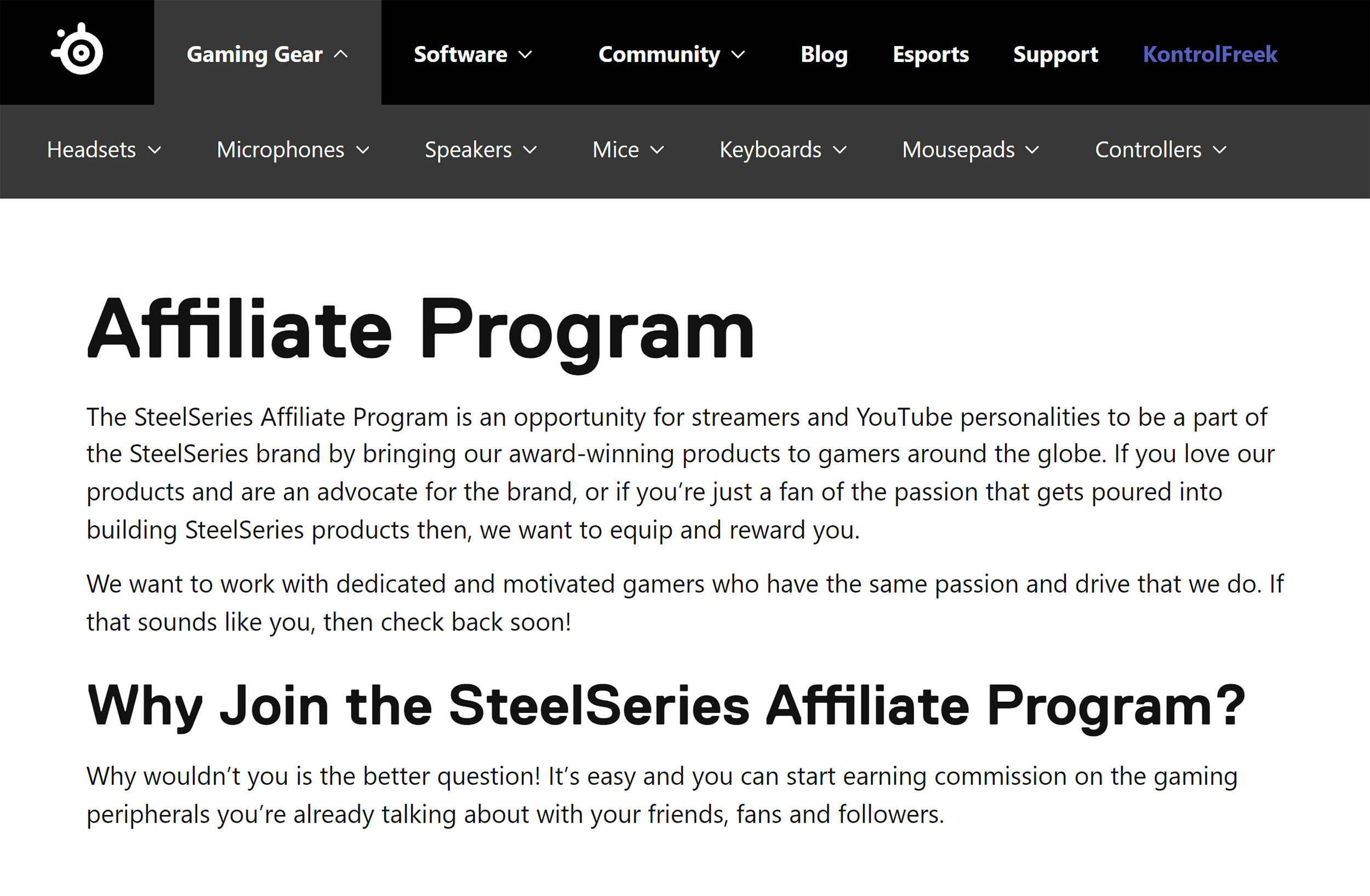 SteelSeries Affiliate Program