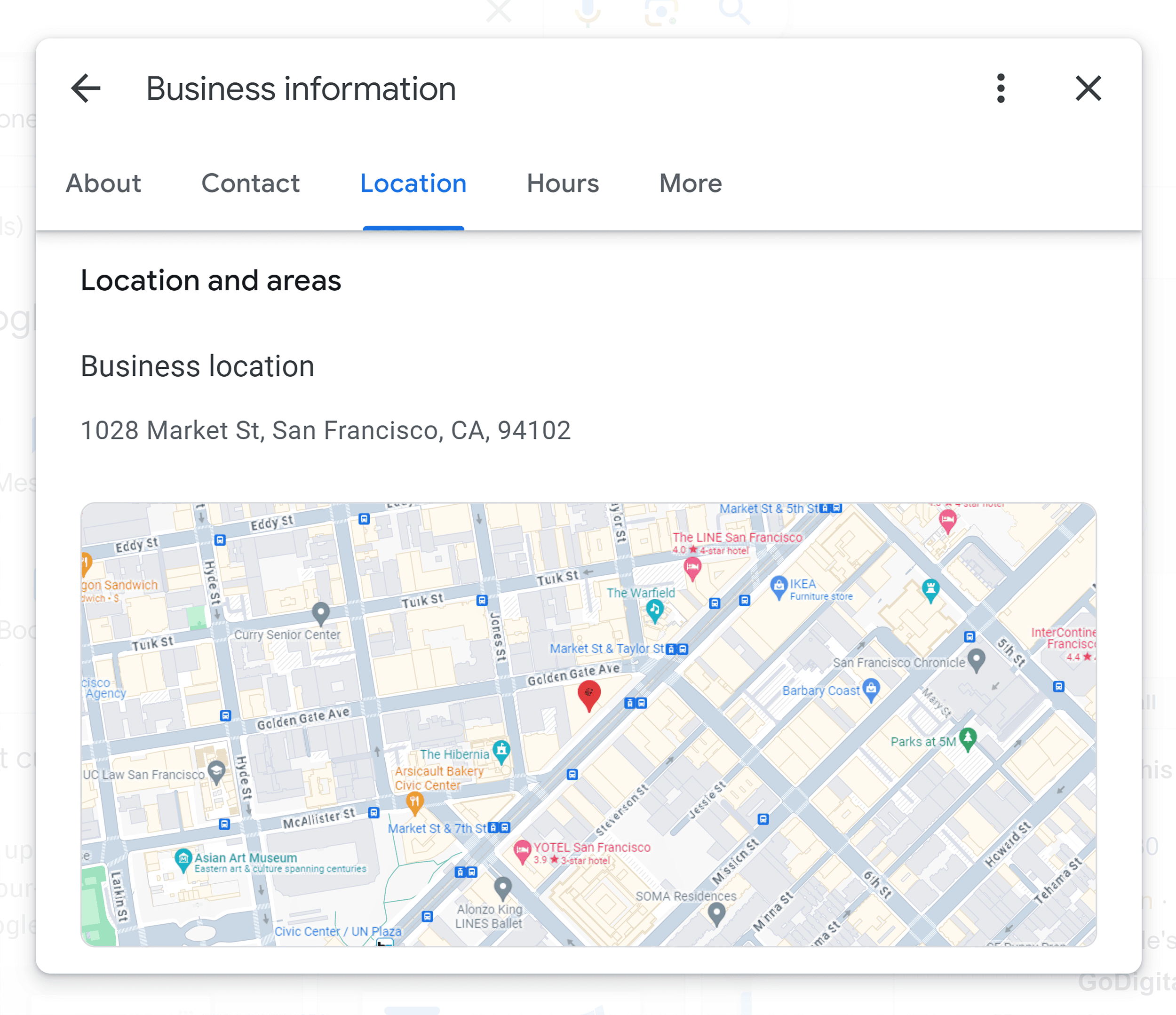 Business location – Update address