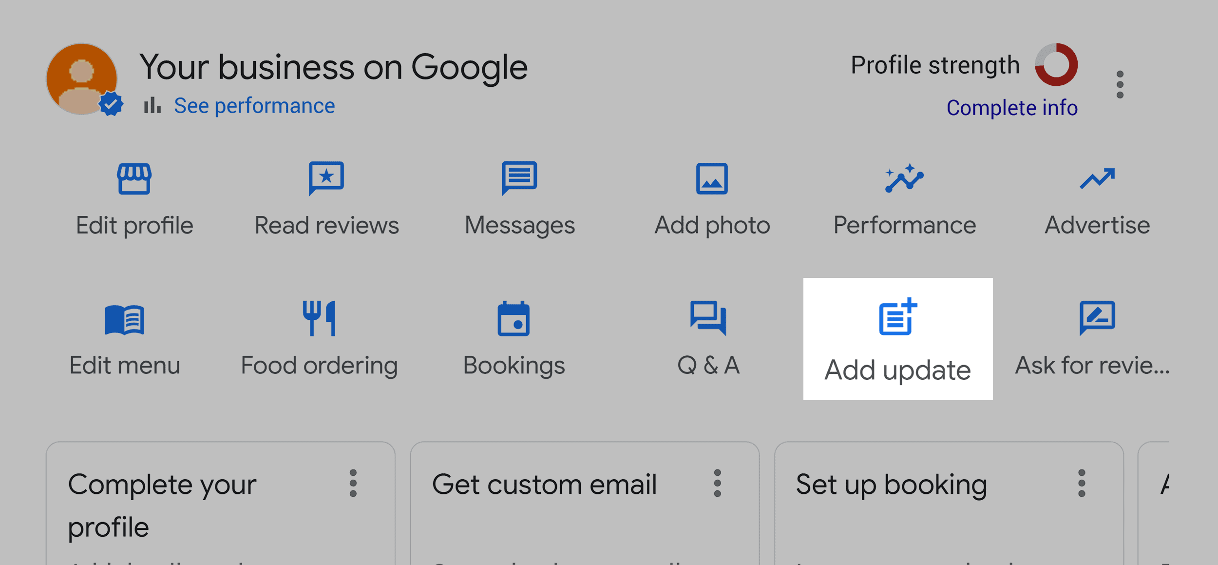 Google Business – Add update