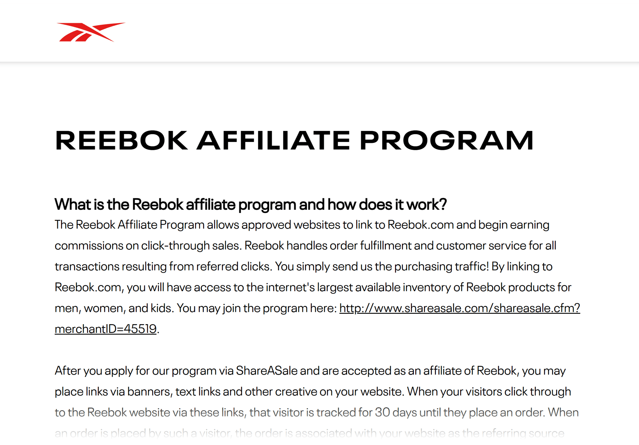 Reebok Affiliate Program