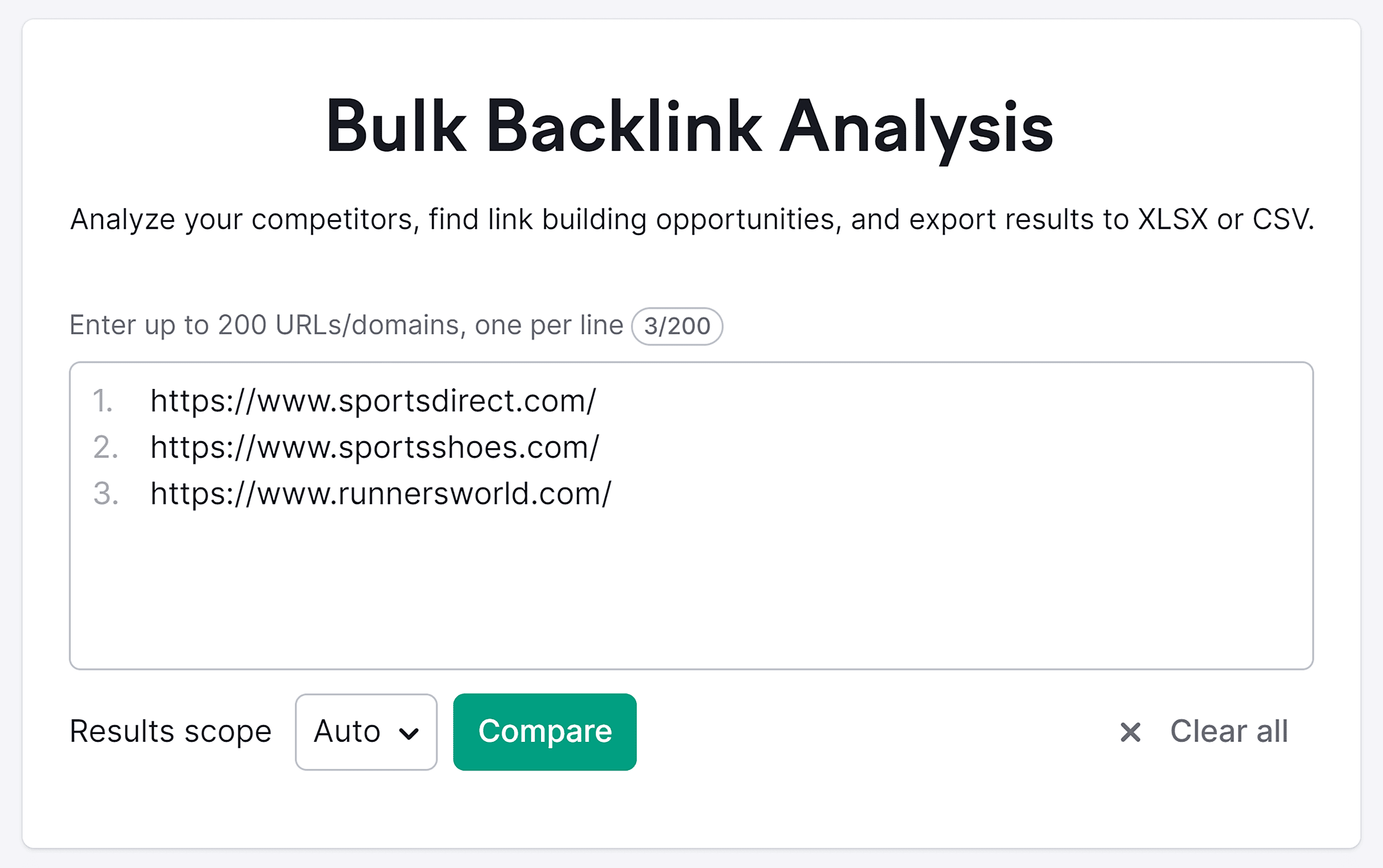 Semrush – Bulk Backlink Analysis