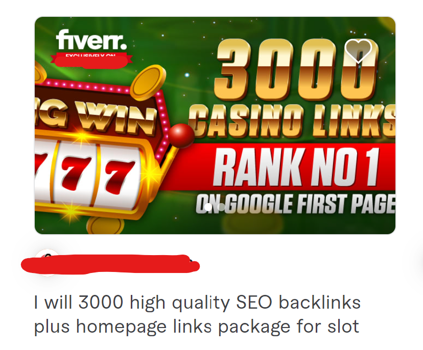 A Fiverr gig offering 3000 casino links.
