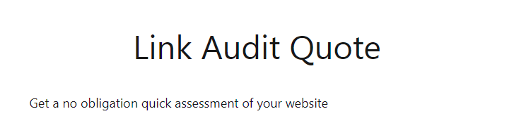 Screenshot of a section of a link audit quote page on the expert's website.